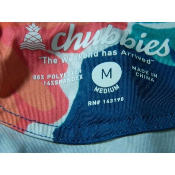 Chubbies Polo Shirt Mens Medium Blue Floral Tropical Hawaiian Hibiscus Flower - Picture 6 of 6